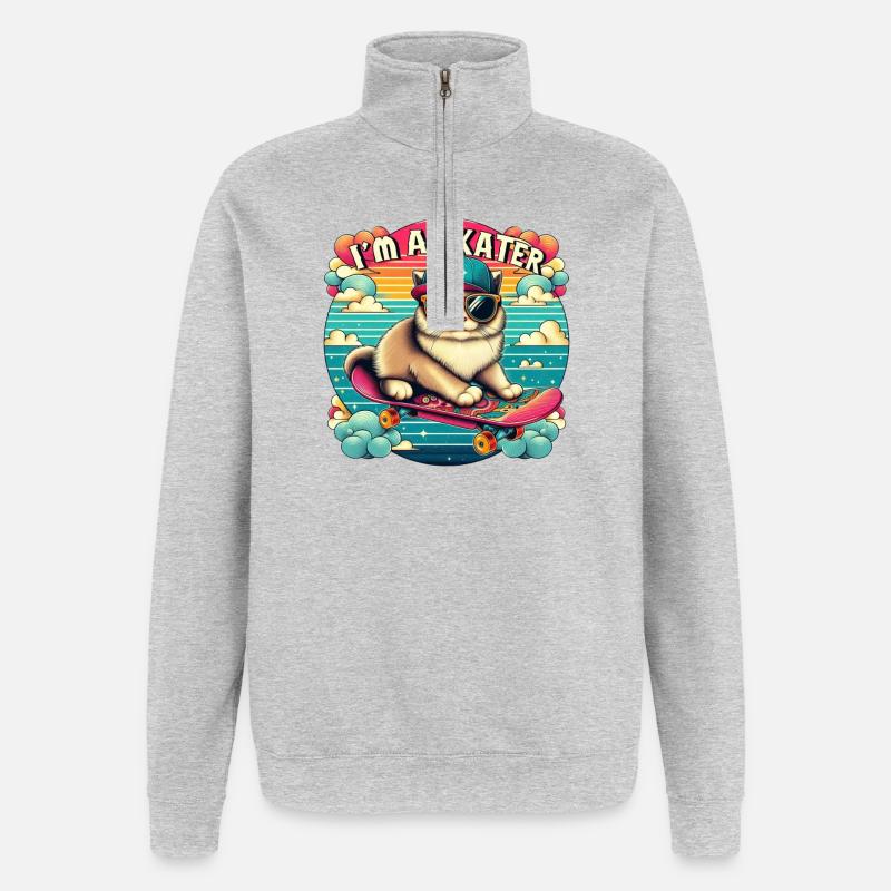 Ich bin ein Skater - Quarter-Zip-Sweatshirt - Grau meliert