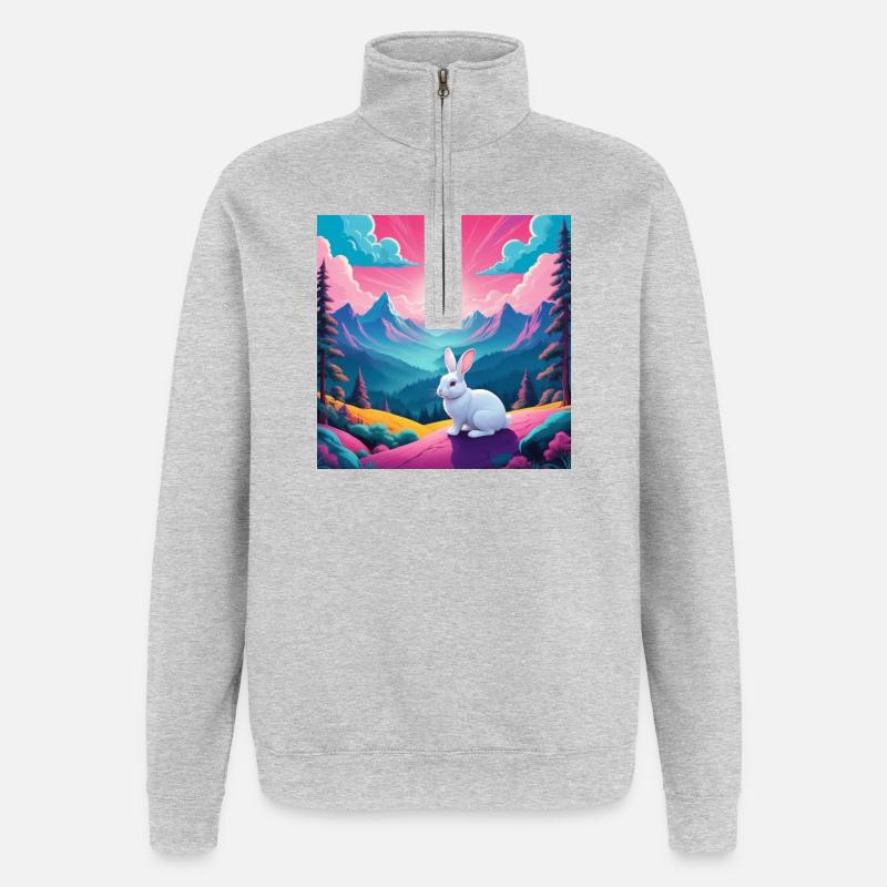 Hase am Berg - Quarter-Zip-Sweatshirt - Grau meliert