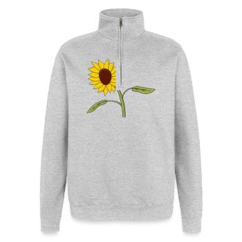 Bekleidung und Accessoires für die ganze Familie mit Girasol - Quarter-Zip-Sweatshirt - Grau meliert - Vorne - AI Model Female 172 light (172cm) & AI Model Male 178 dark (178cm)