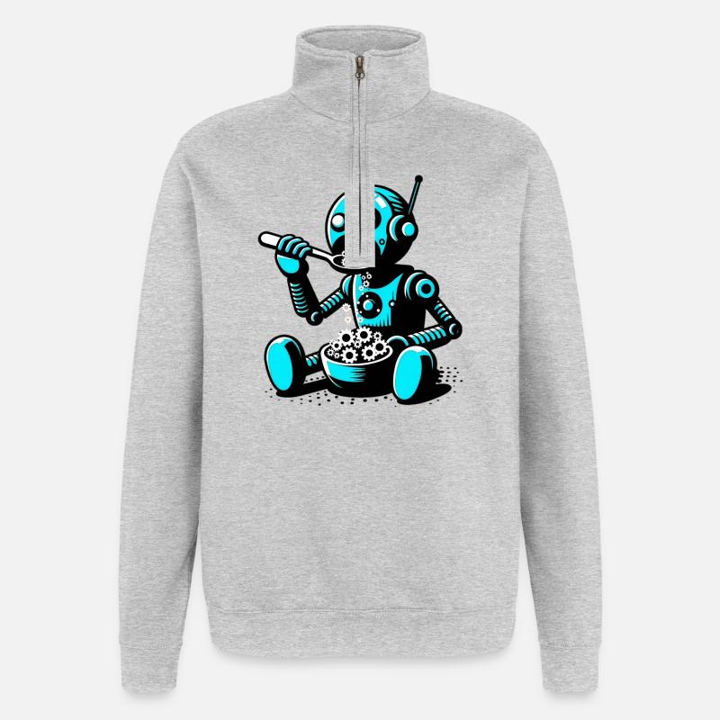 Marsianischer außerirdischer außerirdischer Roboter - Quarter-Zip-Sweatshirt - Grau meliert
