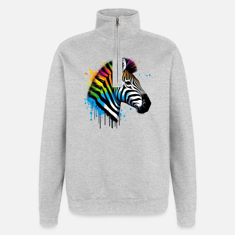 Zebra - Quarter-Zip Sweatshirt - heather grey