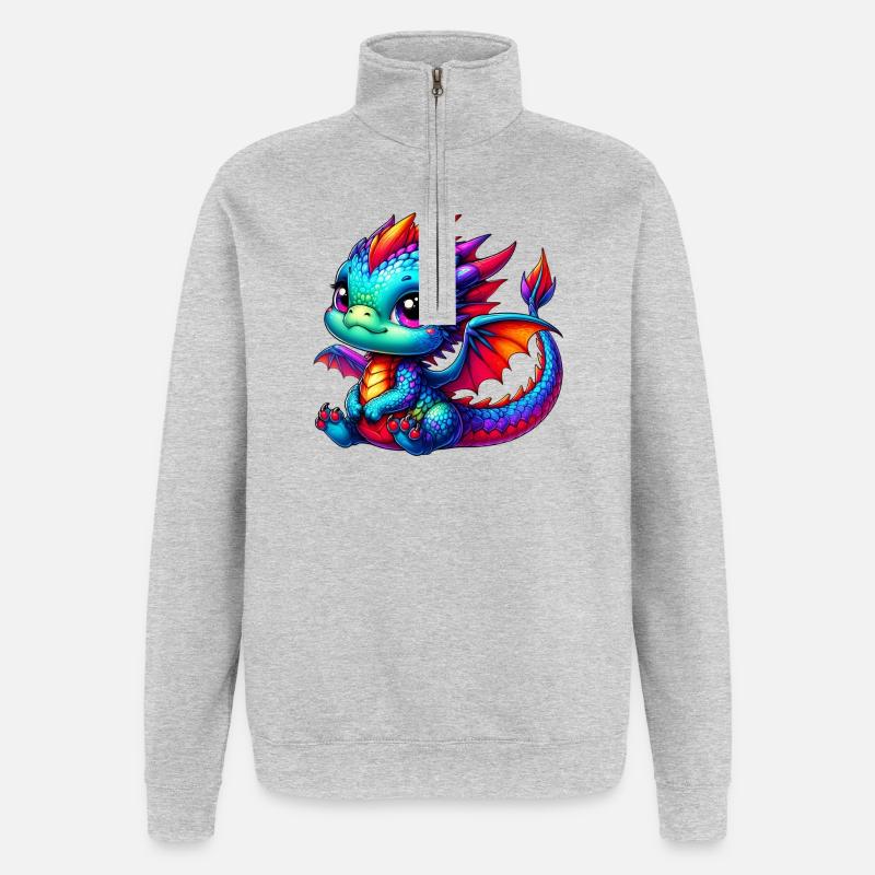 Dragon - Sweat à zip 1/4 - gris chiné