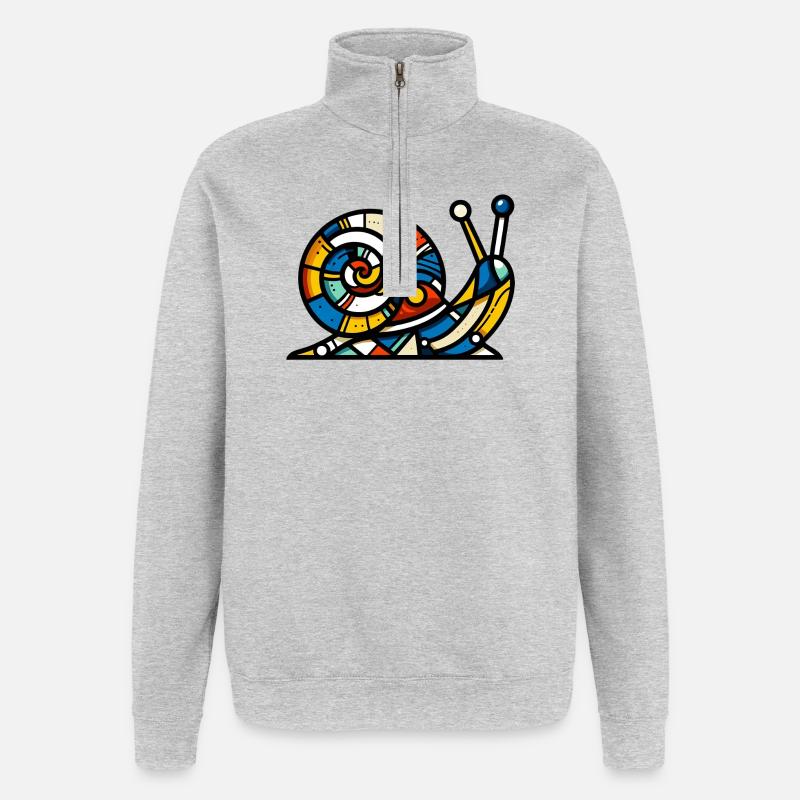 Escargot - Sweat à zip 1/4 - gris chiné