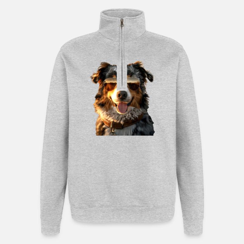 Australian Shepherd Hunde Liebhaber Süßer Aussie - Quarter-Zip-Sweatshirt - Grau meliert
