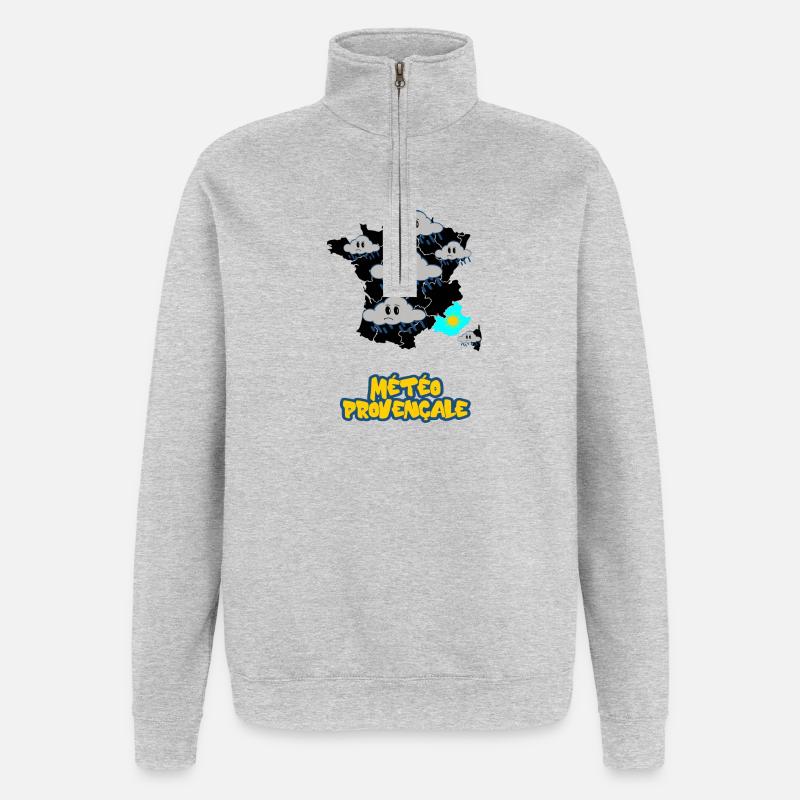 Météo Provençale - Sweat à zip 1/4 - gris chiné