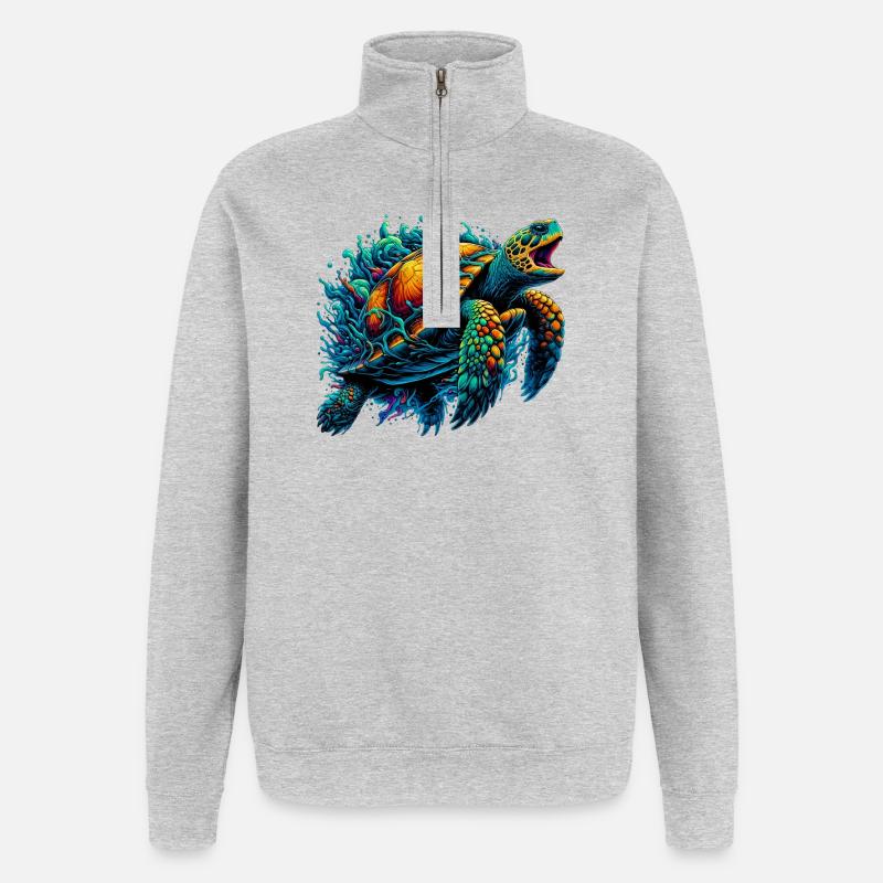 Schildkröte - Quarter-Zip-Sweatshirt - Grau meliert