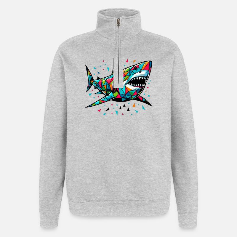 Requin - Sweat à zip 1/4 - gris chiné