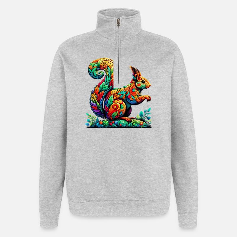 Eichhörnchen - Quarter-Zip-Sweatshirt - Grau meliert