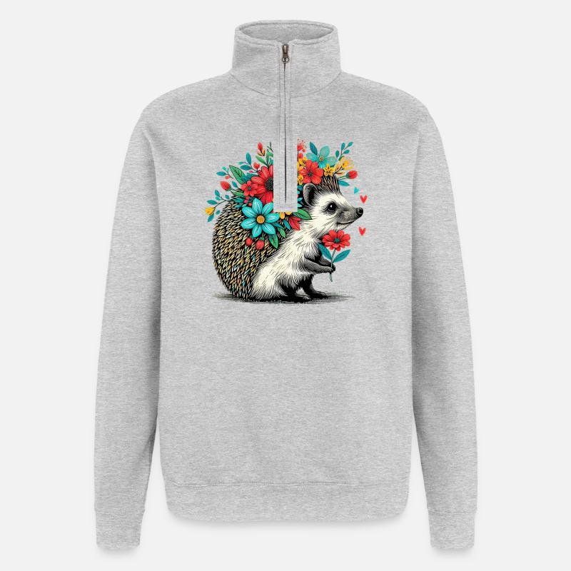 Igel - Quarter-Zip-Sweatshirt - Grau meliert
