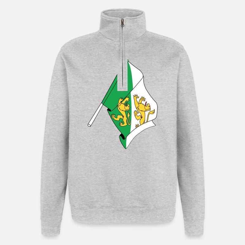 Drapeau : Thurgovie, Suisse - Sweat à zip 1/4 - gris chiné