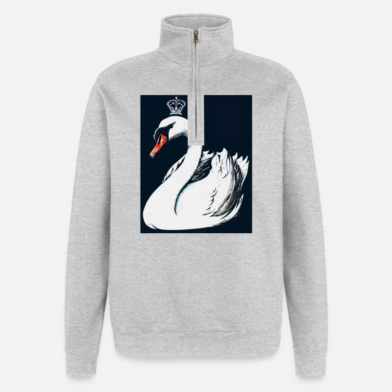 Schwan - Quarter-Zip-Sweatshirt - Grau meliert