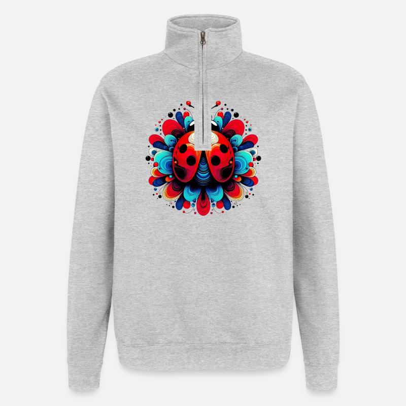 Marienkäfer - Quarter-Zip-Sweatshirt - Grau meliert