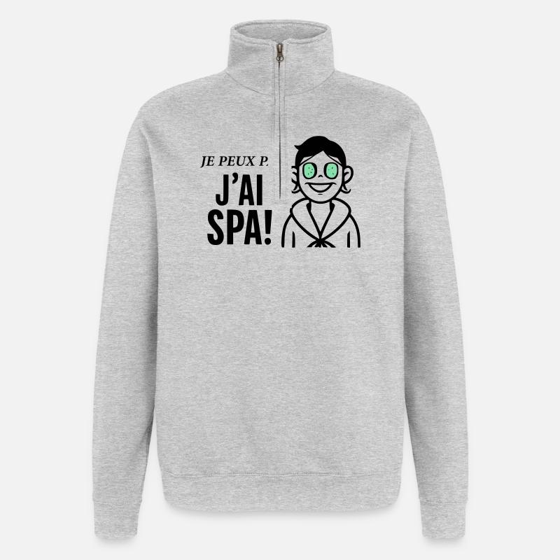 Je peux pas j'ai Spa - Sweat à zip 1/4 - gris chiné