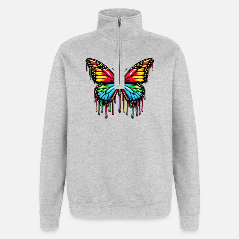 Papillon - Sweat à zip 1/4 - gris chiné