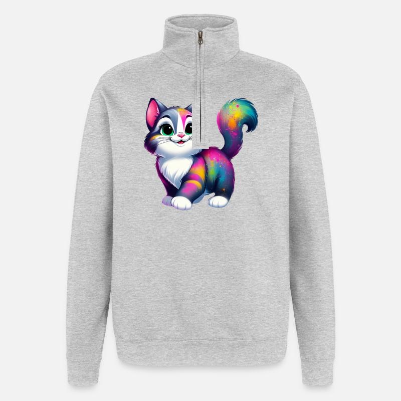 Cat - Quarter-Zip Sweatshirt - heather grey