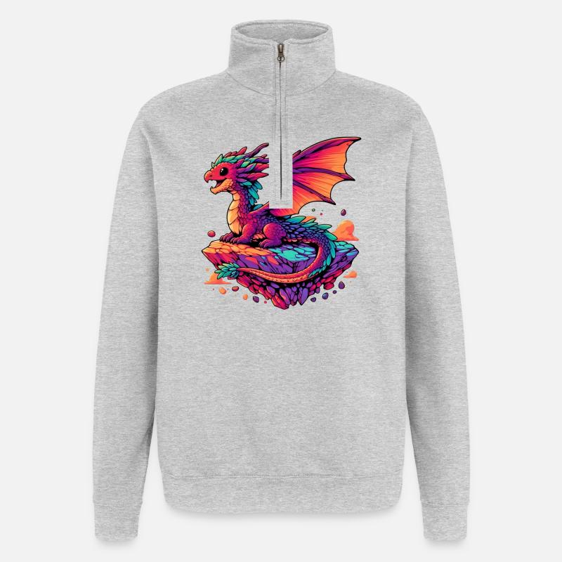 Dragon - Sweat à zip 1/4 - gris chiné