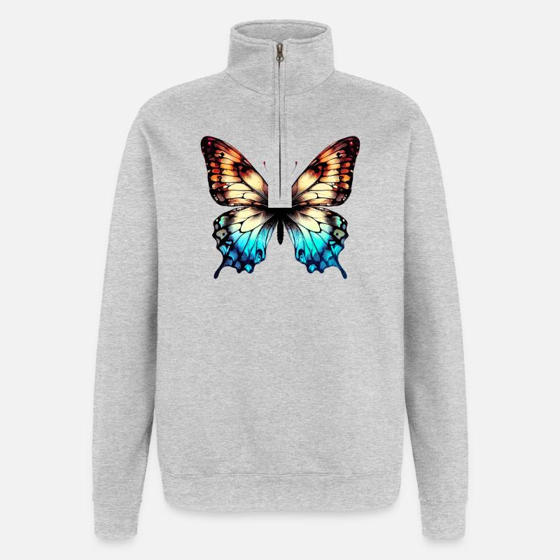 Schmetterling - Quarter-Zip-Sweatshirt - Grau meliert