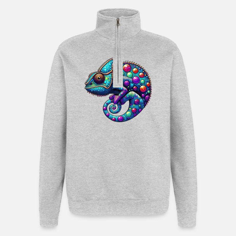 Caméléon - Sweat à zip 1/4 - gris chiné