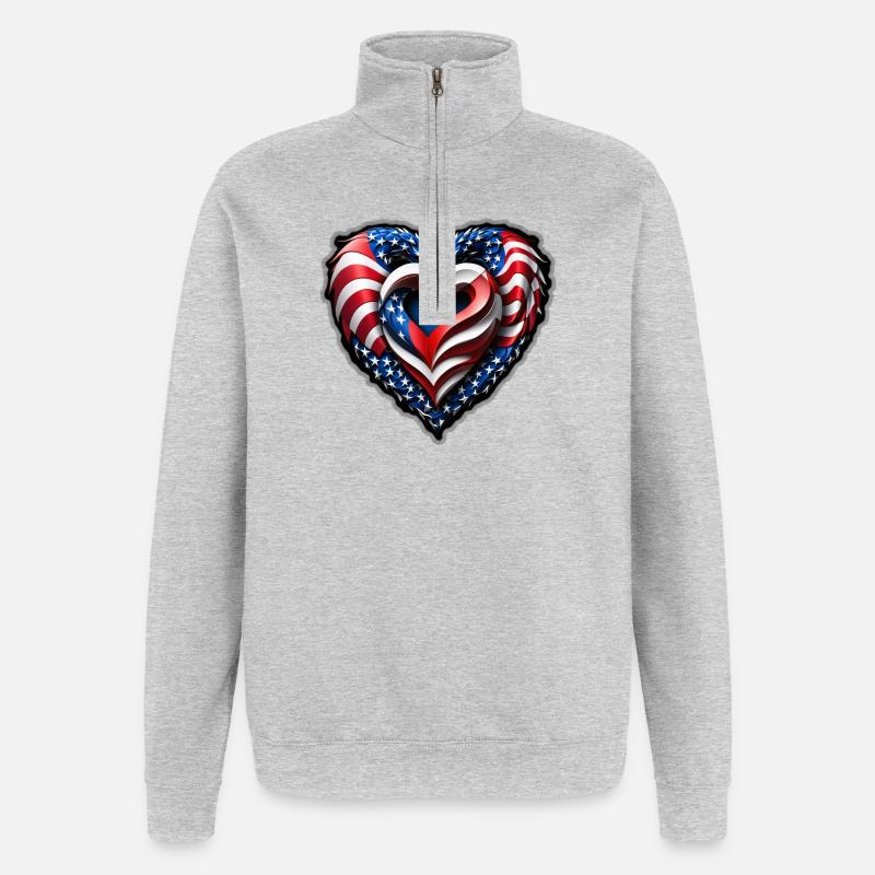 Das Herz - Quarter-Zip-Sweatshirt - Grau meliert