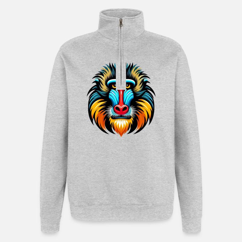 Mandrill monkey - Quarter-Zip Sweatshirt - heather grey