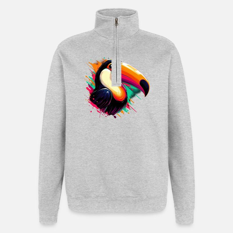 Toucan - Sweat à zip 1/4 - gris chiné