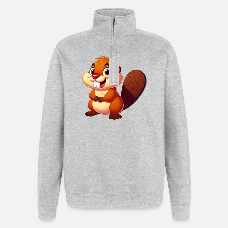 Bieber - Quarter-Zip-Sweatshirt - Grau meliert