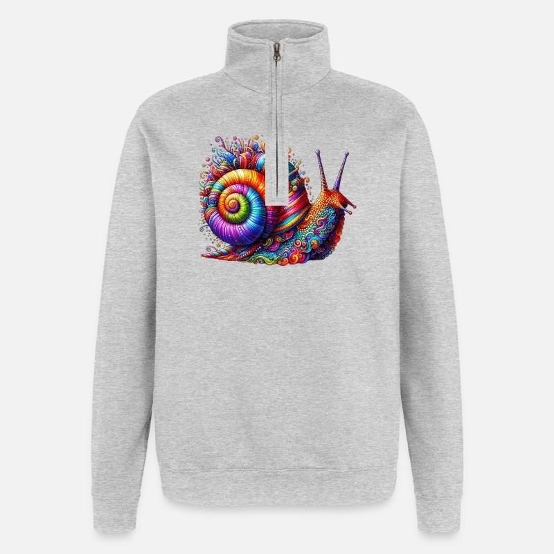 Escargot - Sweat à zip 1/4 - gris chiné