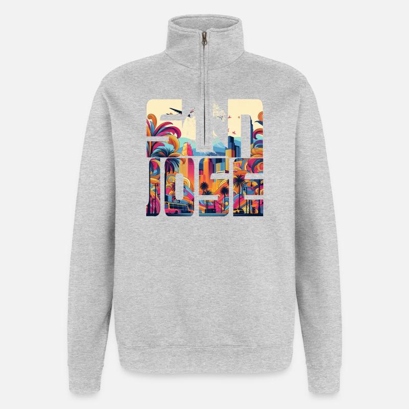 SAN JOSE - Sweat à zip 1/4 - gris chiné