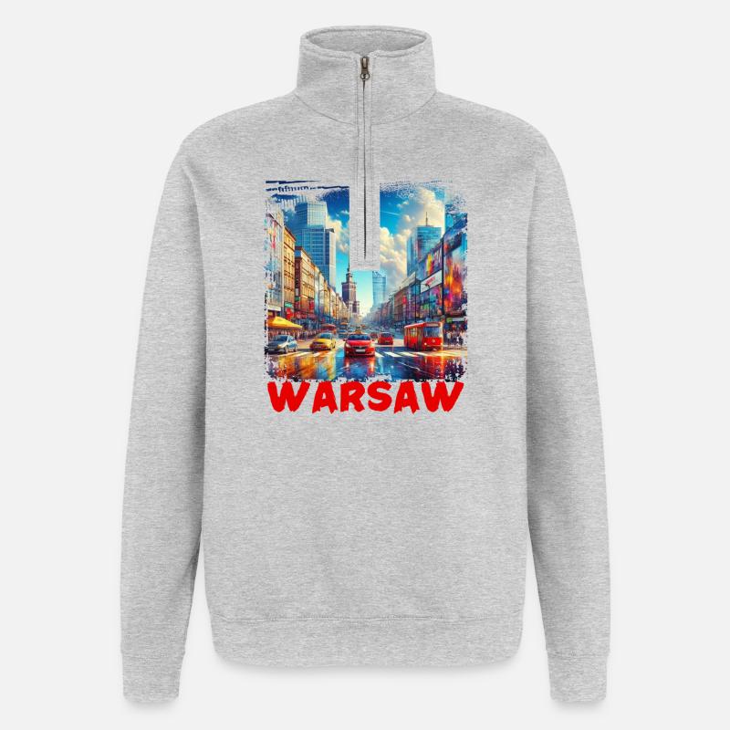 Varsovie - Sweat à zip 1/4 - gris chiné