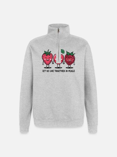 Berries of Peace - Quarter-Zip Sweatshirt - heather grey