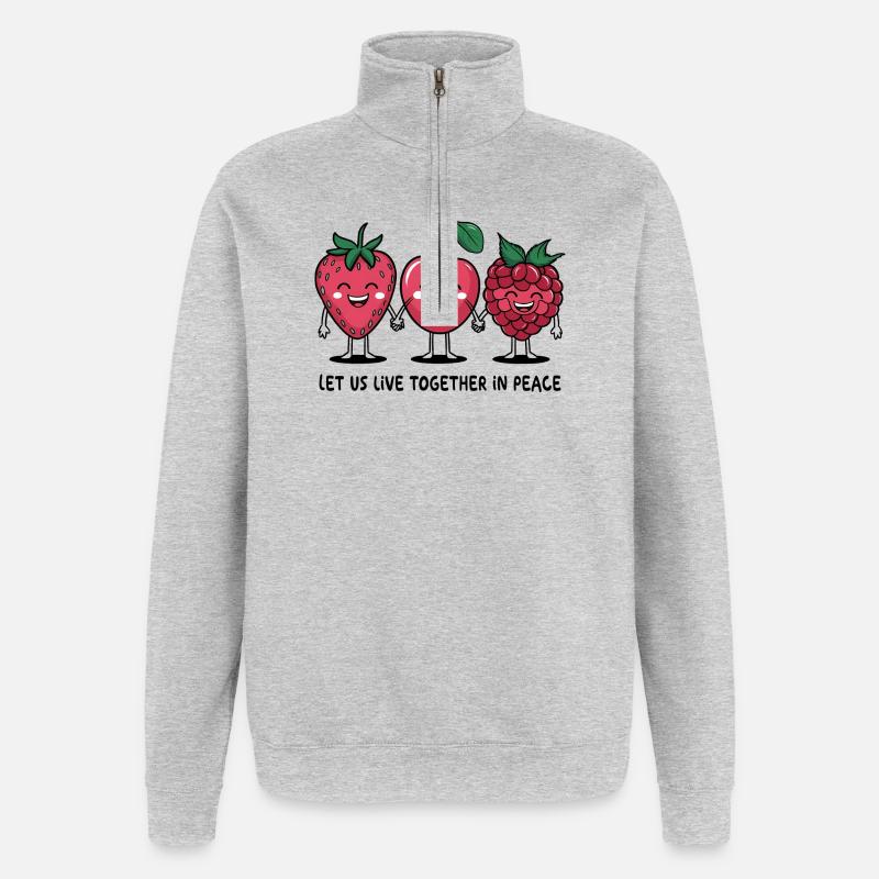 Baies de la paix - Sweat à zip 1/4 - gris chiné