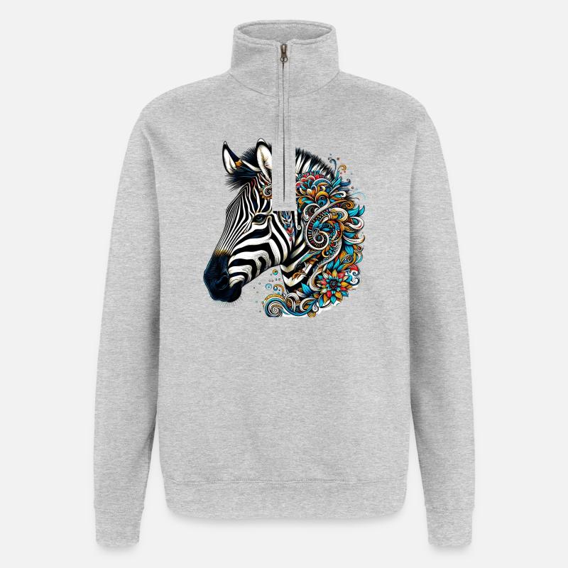 Zebra - Quarter-Zip Sweatshirt - heather grey