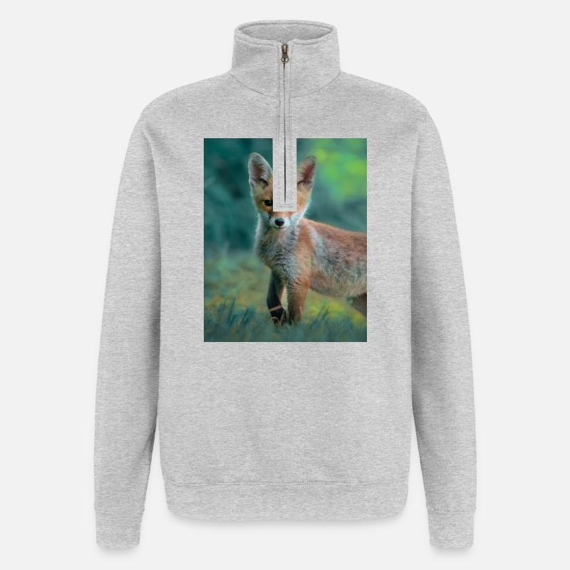 Junger Fuchs - Quarter-Zip-Sweatshirt - Grau meliert