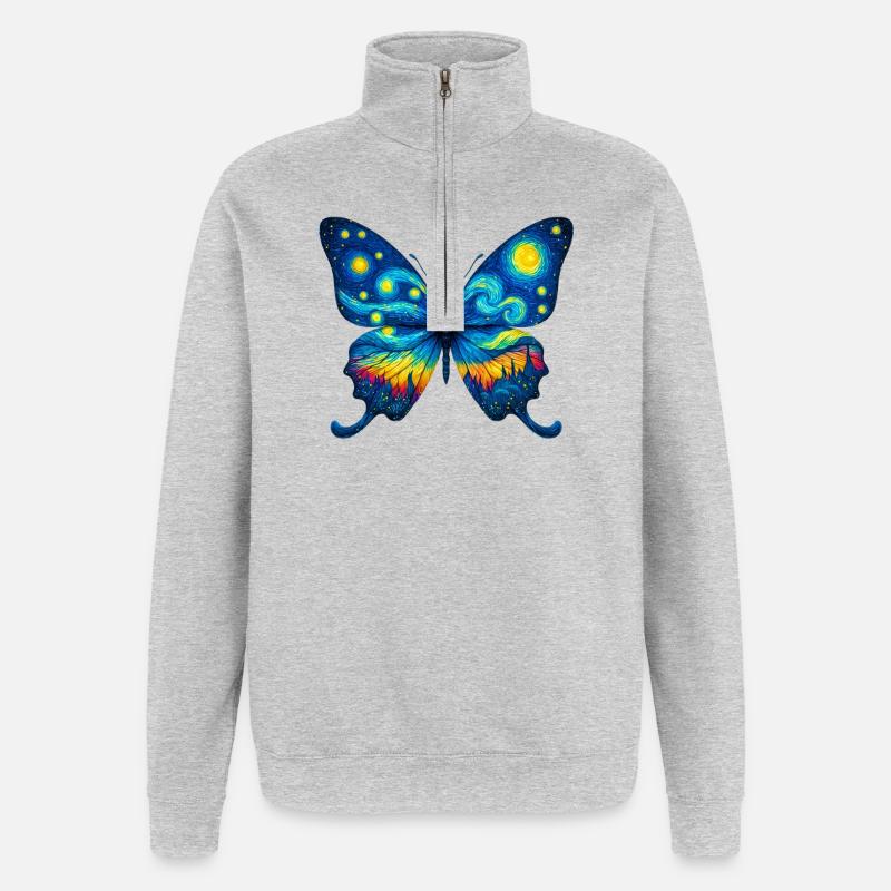 Schmetterling - Quarter-Zip-Sweatshirt - Grau meliert