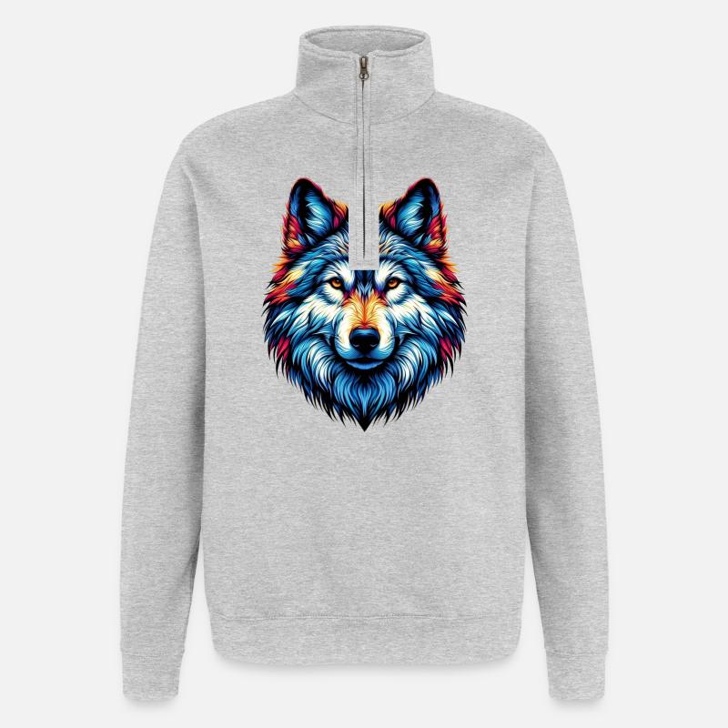 Loup - Sweat à zip 1/4 - gris chiné