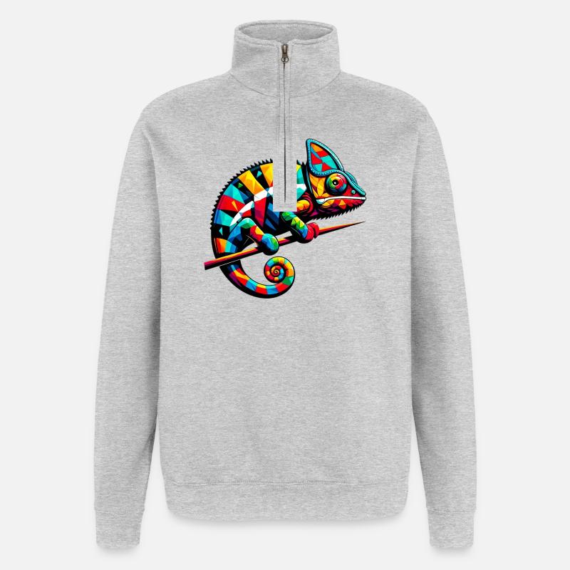 Harlekin Chamäleon - Quarter-Zip-Sweatshirt - Grau meliert