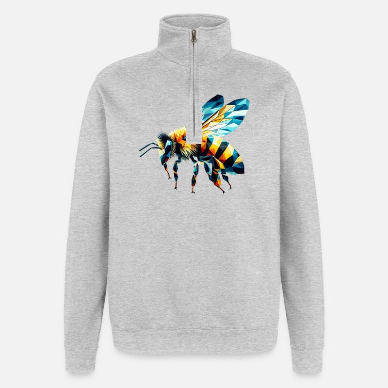 Polygonal Bee - Quarter-Zip Sweatshirt - heather grey