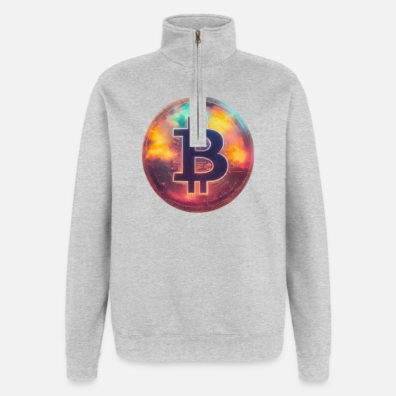 Spektakulärer Bitcoin - Quarter-Zip-Sweatshirt - Grau meliert