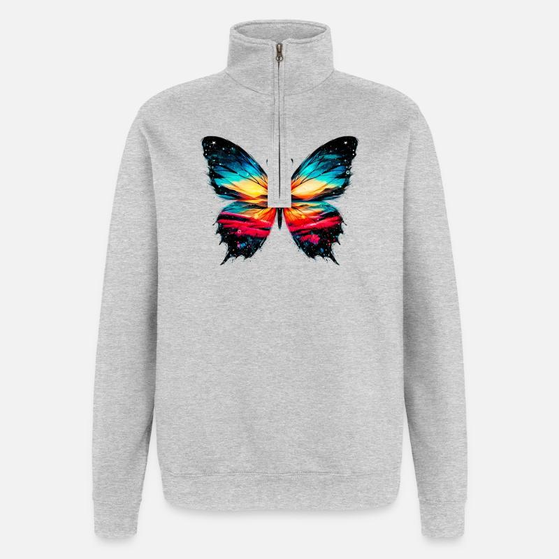 Papillon - Sweat à zip 1/4 - gris chiné