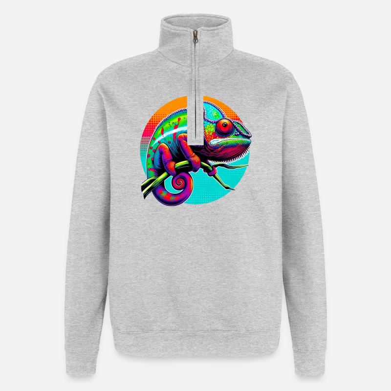 Caméléon - Sweat à zip 1/4 - gris chiné