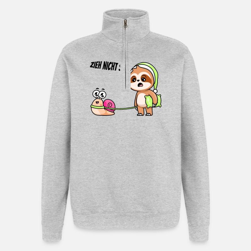 Faultier mit Schnecke - Zieh nicht so! - Quarter-Zip-Sweatshirt - Grau meliert