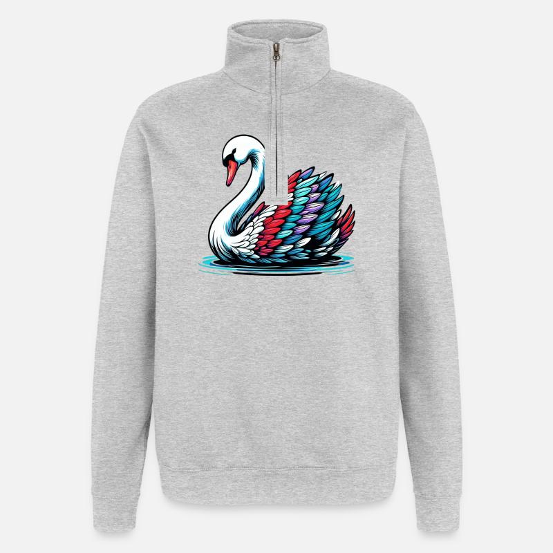 Schwan - Quarter-Zip-Sweatshirt - Grau meliert