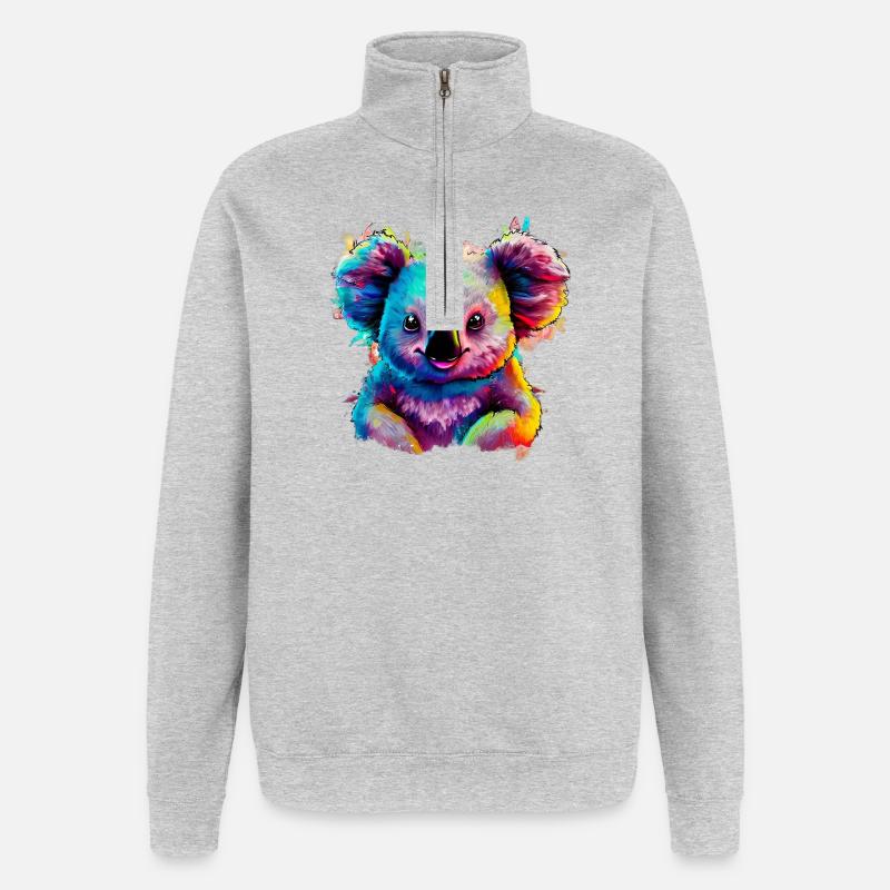 Koala - Sweat à zip 1/4 - gris chiné