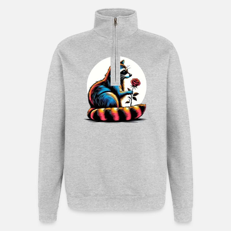 Waschbär - Quarter-Zip-Sweatshirt - Grau meliert