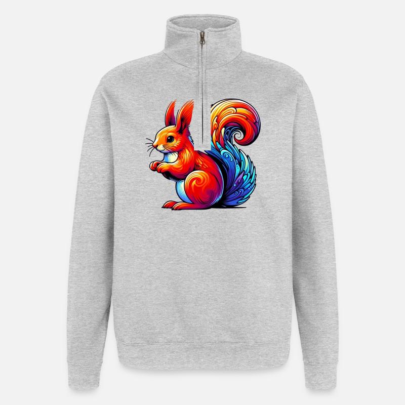Eichhörnchen - Quarter-Zip-Sweatshirt - Grau meliert
