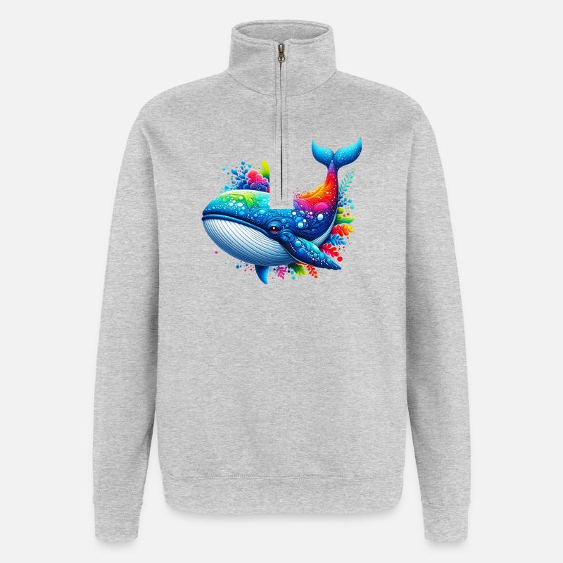 Wal - Quarter-Zip-Sweatshirt - Grau meliert