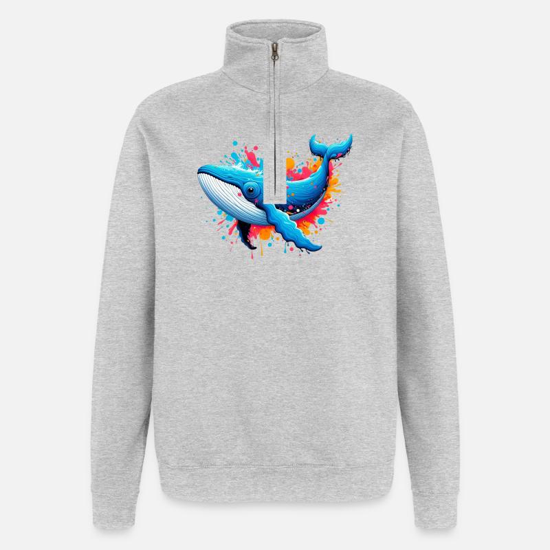 Wal - Quarter-Zip-Sweatshirt - Grau meliert