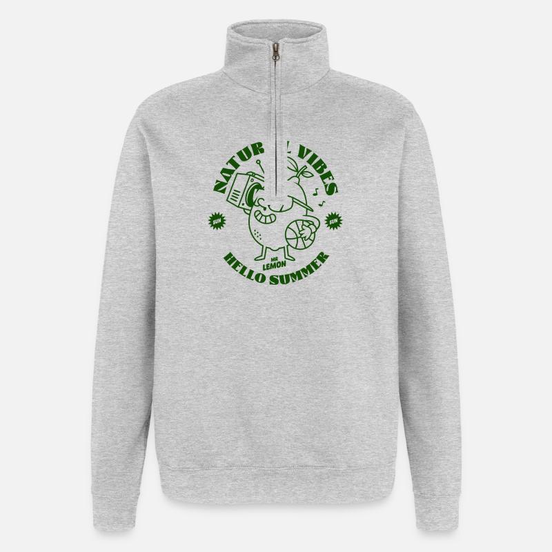 Lemon Green - Sweat à zip 1/4 - gris chiné