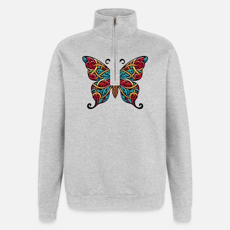 Papillon - Sweat à zip 1/4 - gris chiné