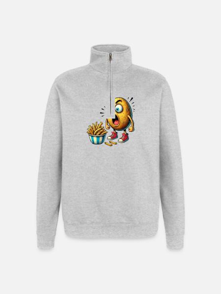 Funny french fries potato design - Quarter-Zip Sweatshirt - heather grey